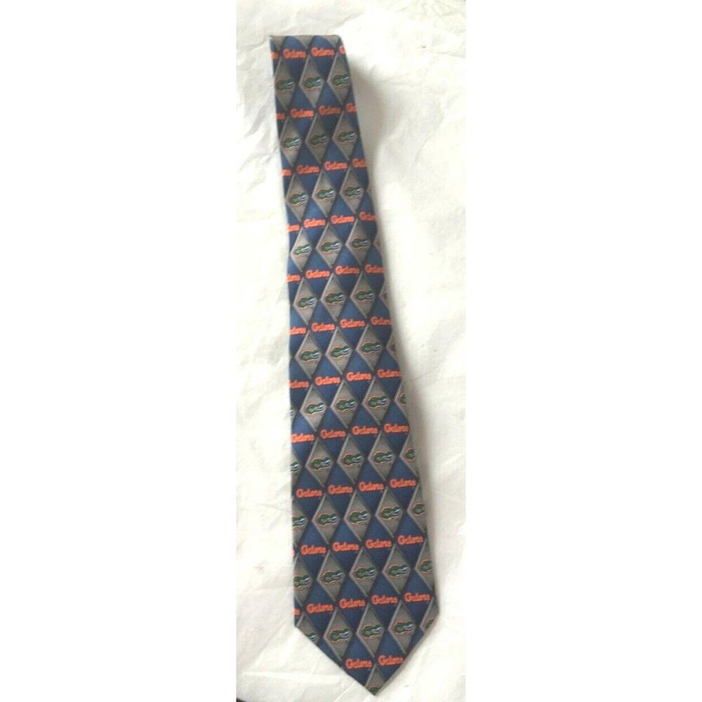 Go Gators UF University of florida Neck Tie Orange Blue Grey EUC Free Shipping